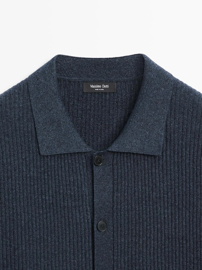 Кардиган с пуговицами из ребристого трикотажа