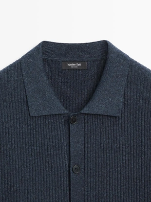 Кардиган с пуговицами из ребристого трикотажа- Заказать в России