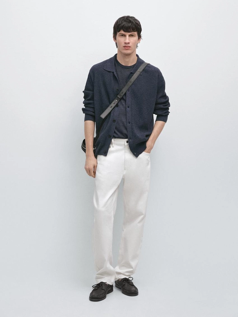 Кардиган с пуговицами из ребристого трикотажа