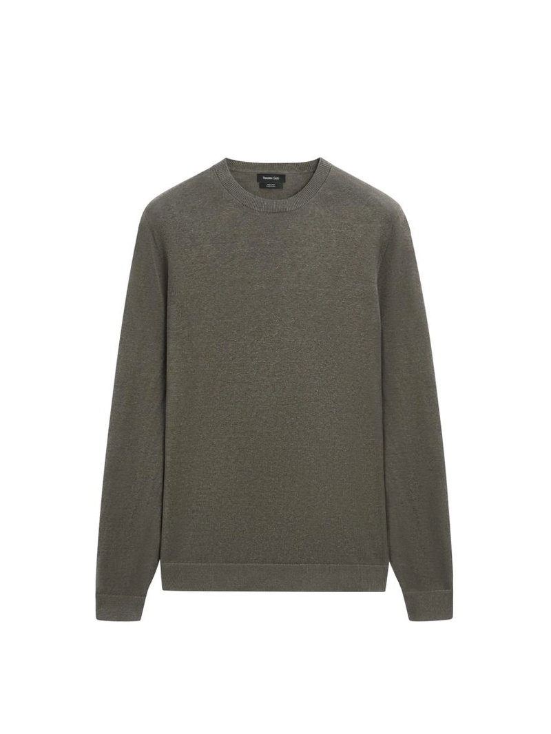 Свитер с круглым воротом из льна