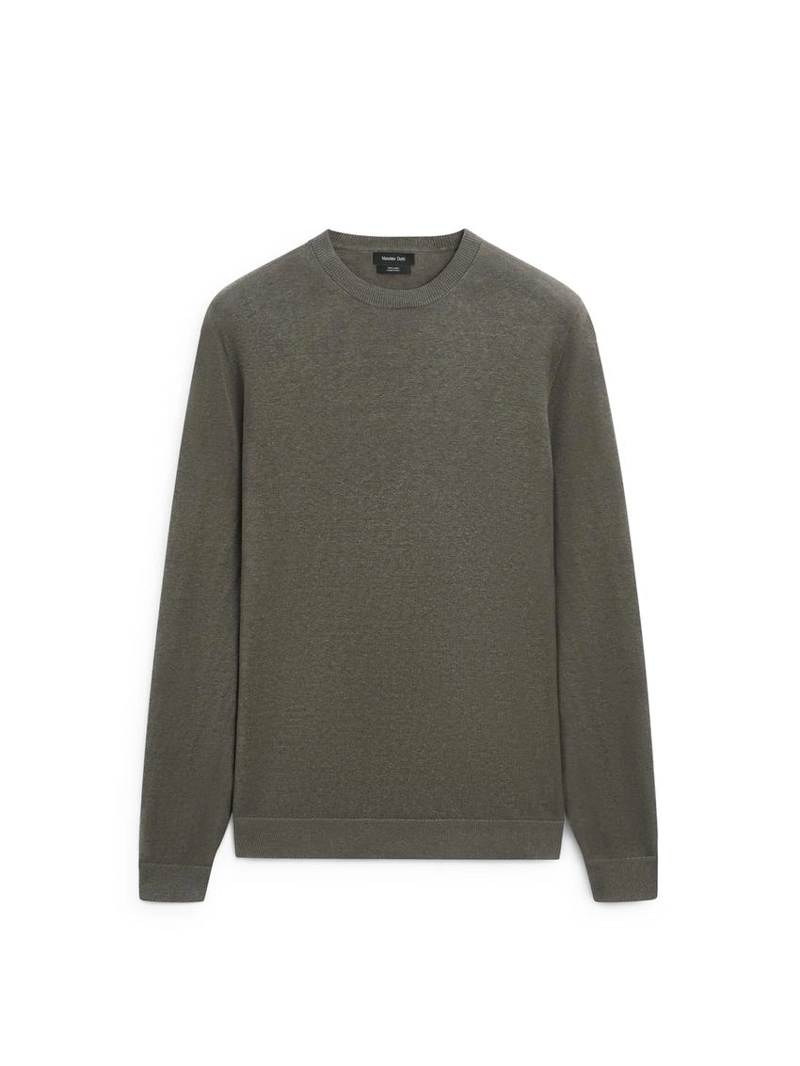 Свитер с круглым воротом из льна