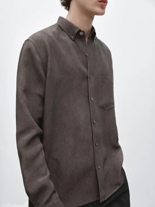 Рубашка с карманом из текстиля на основе ленкела- Заказать в России