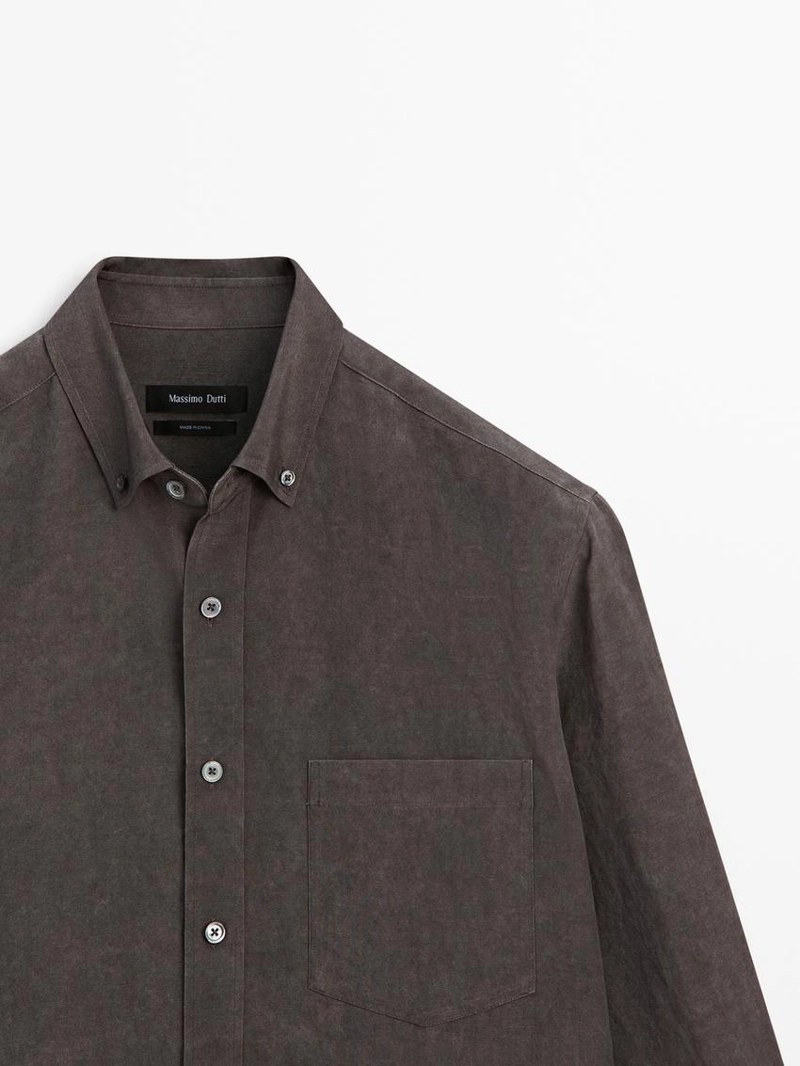 Рубашка с карманом из текстиля на основе ленкела