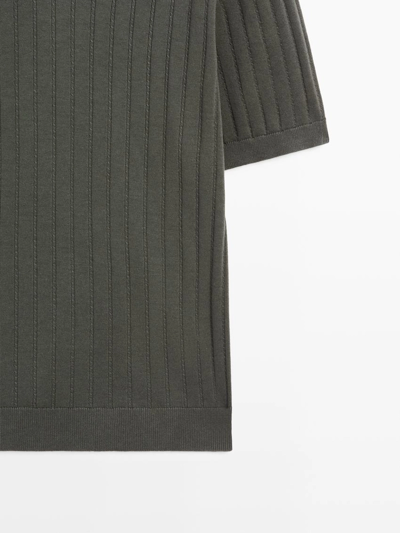 Поло свитер в косую вязку