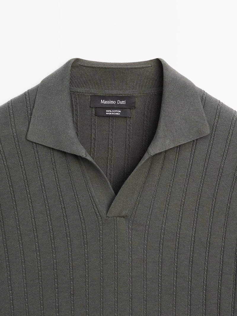 Поло свитер в косую вязку