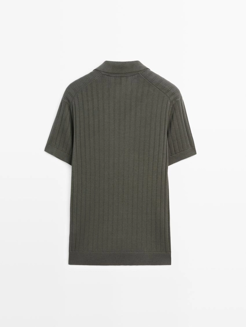 Поло свитер в косую вязку