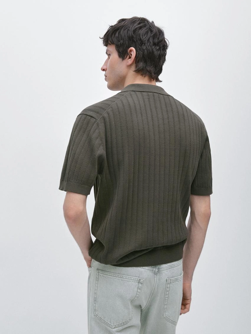 Поло свитер в косую вязку