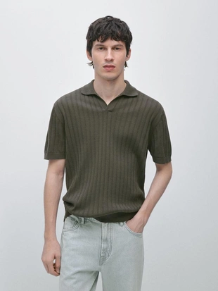 Поло свитер в косую вязку- Заказать в России