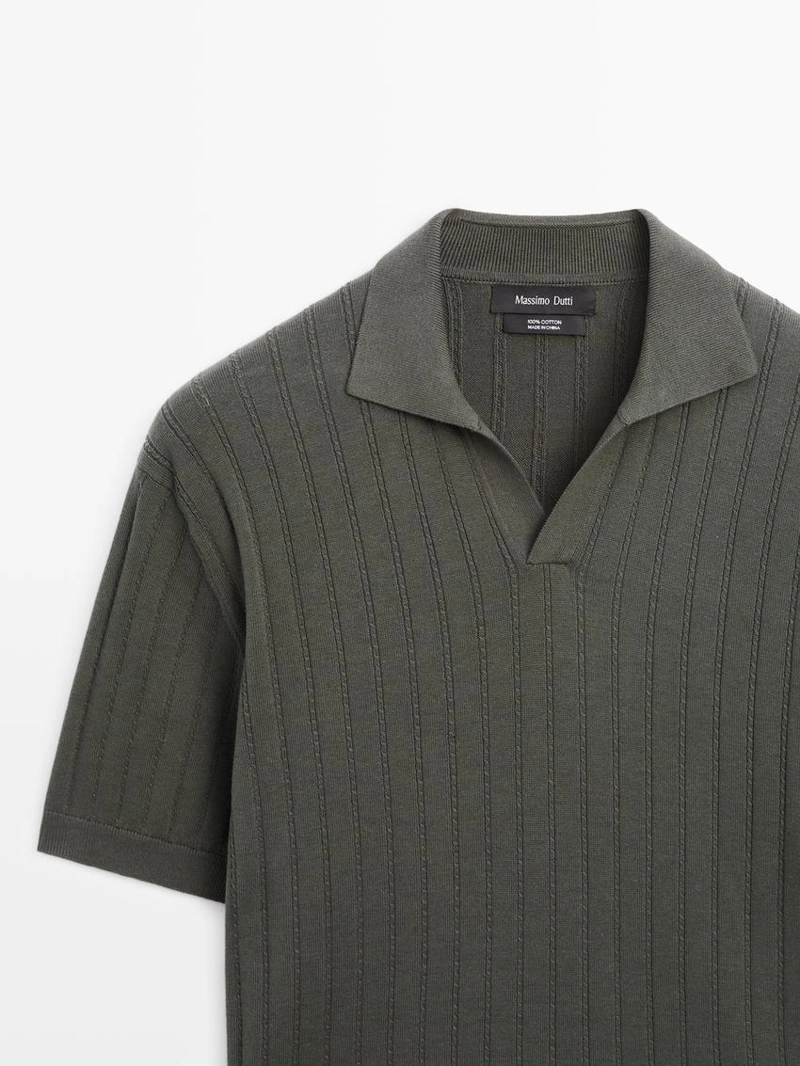 Поло свитер в косую вязку