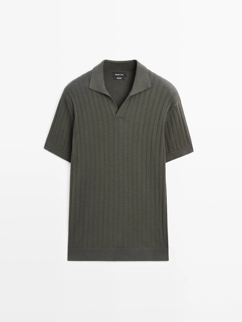 Поло свитер в косую вязку