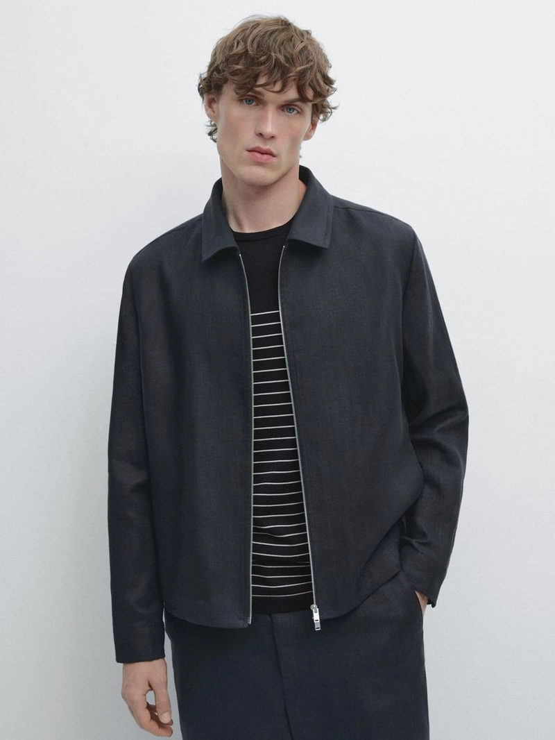 Укороченный льняной пиджак