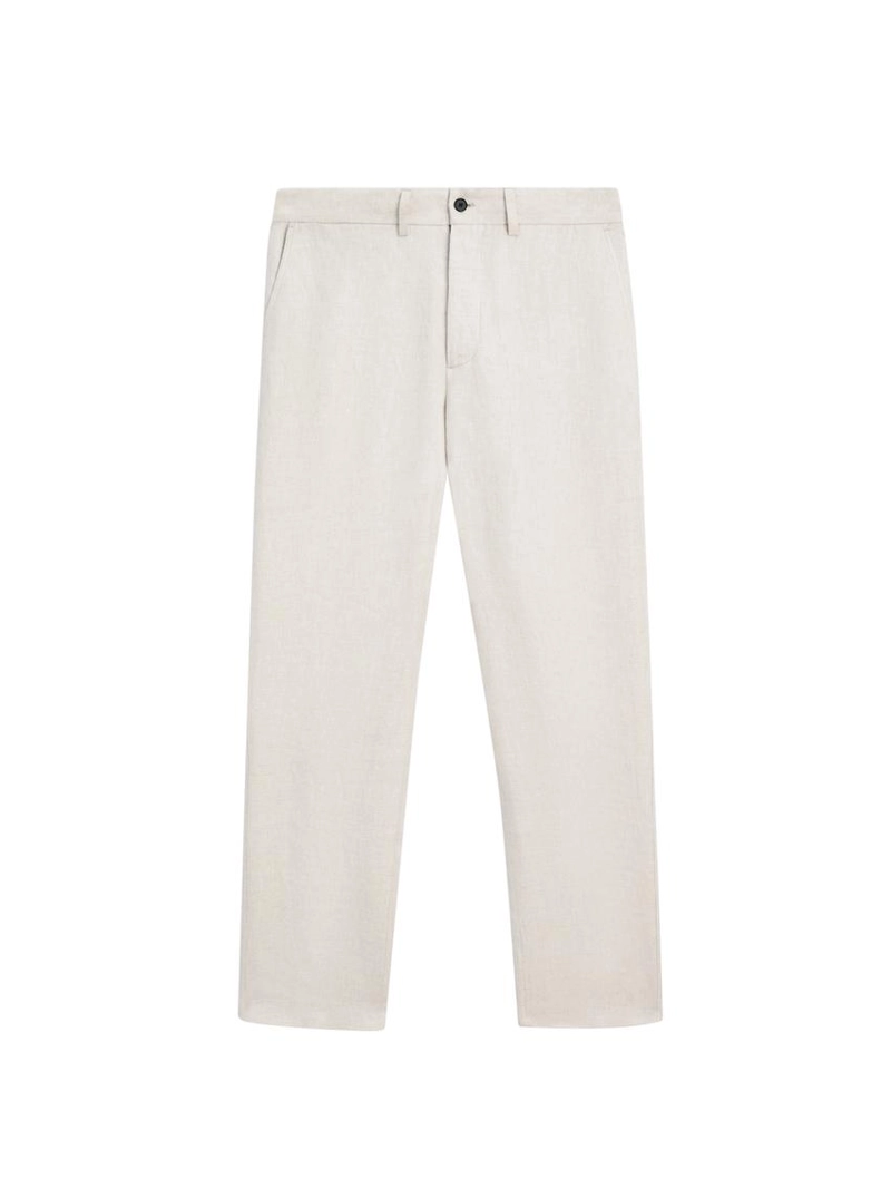 Легкие льняные брюки с вставкой из рыбьего узора