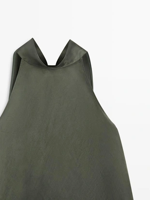 Топ с завязкой на шее из атласа- Заказать в России