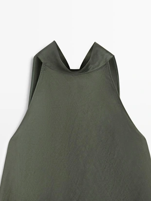 Топ с завязкой на шее из атласа- Заказать в России