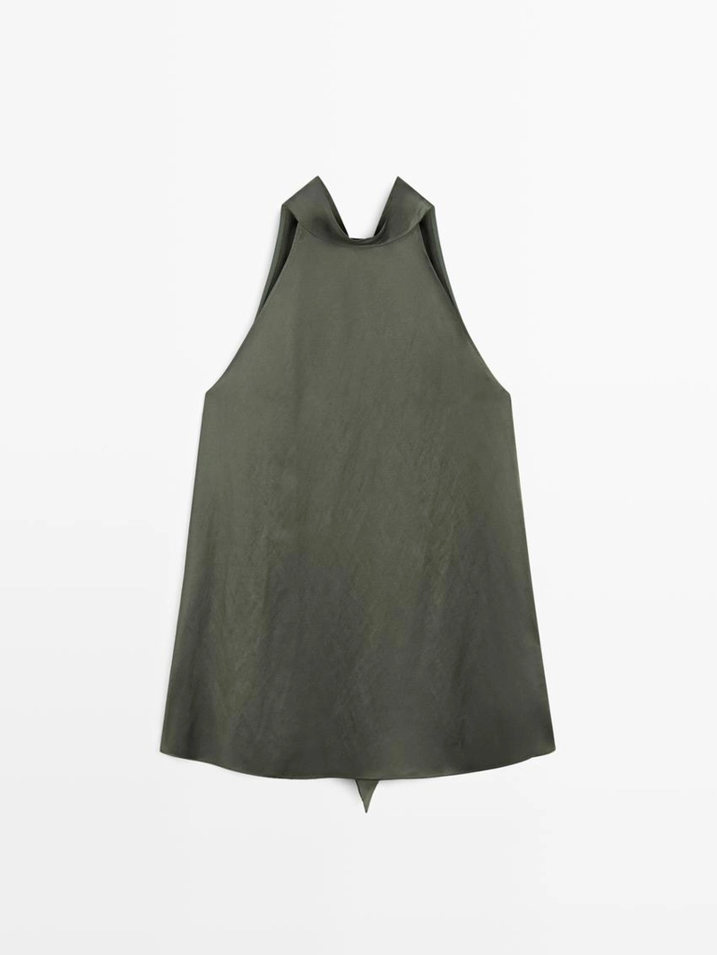 Топ с завязкой на шее из атласа