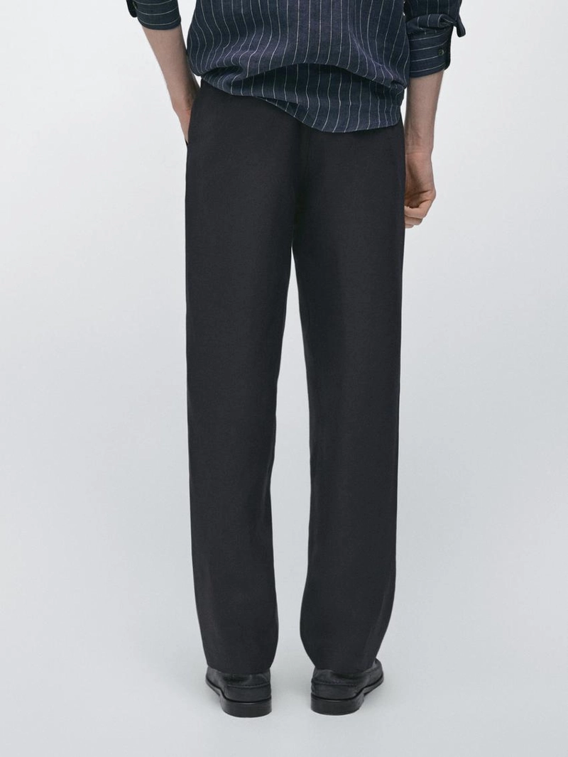 Брюки из льна с зауженным кроем