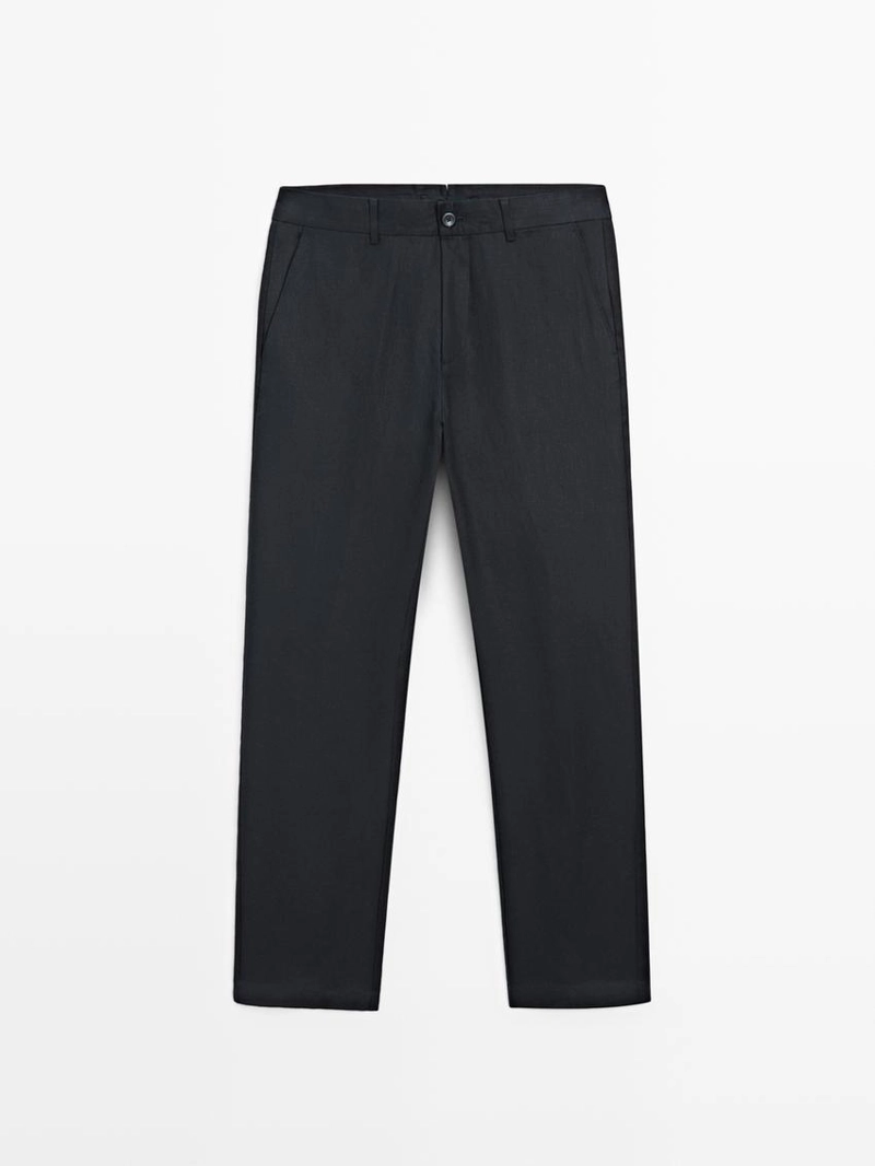 Брюки из льна с зауженным кроем