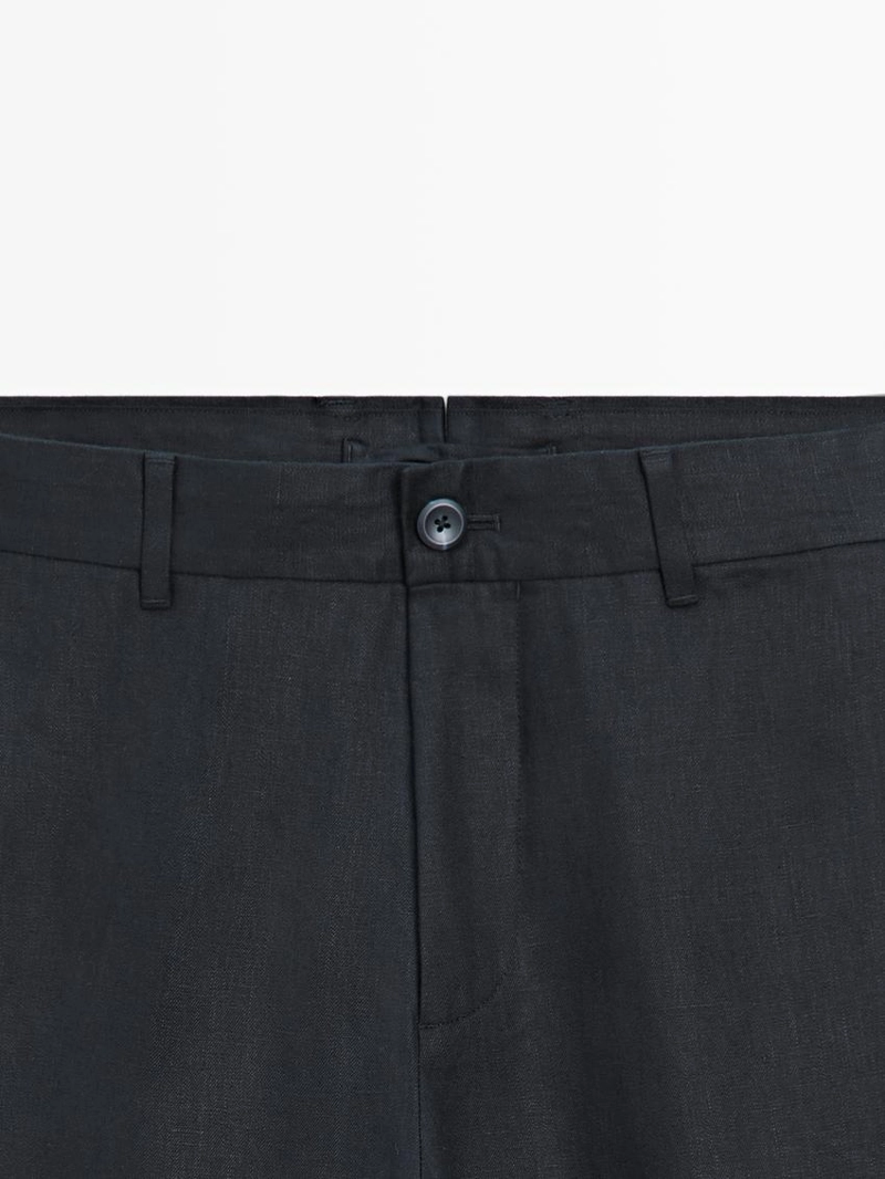 Брюки из льна с зауженным кроем