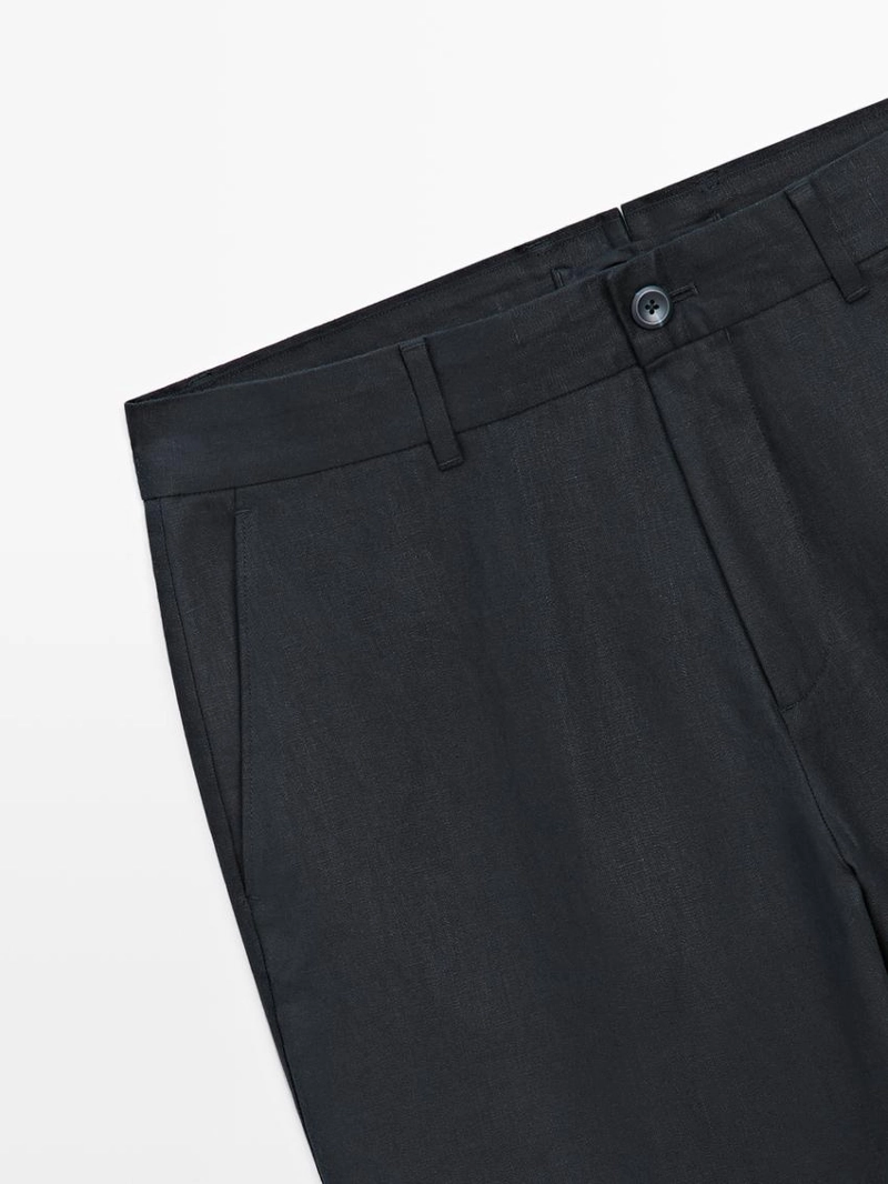 Брюки из льна с зауженным кроем