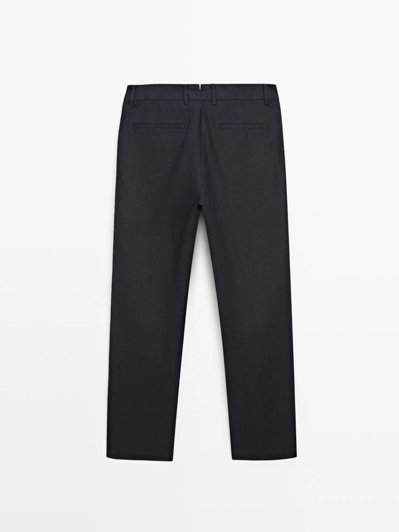 Брюки из льна с зауженным кроем