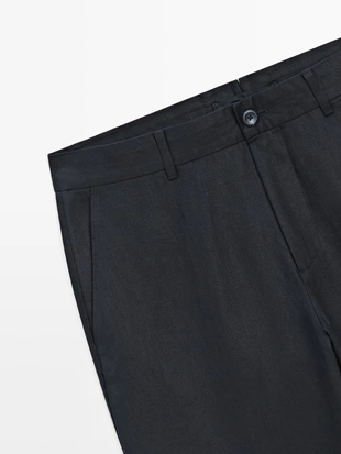 Брюки из льна с зауженным кроем- Заказать в России