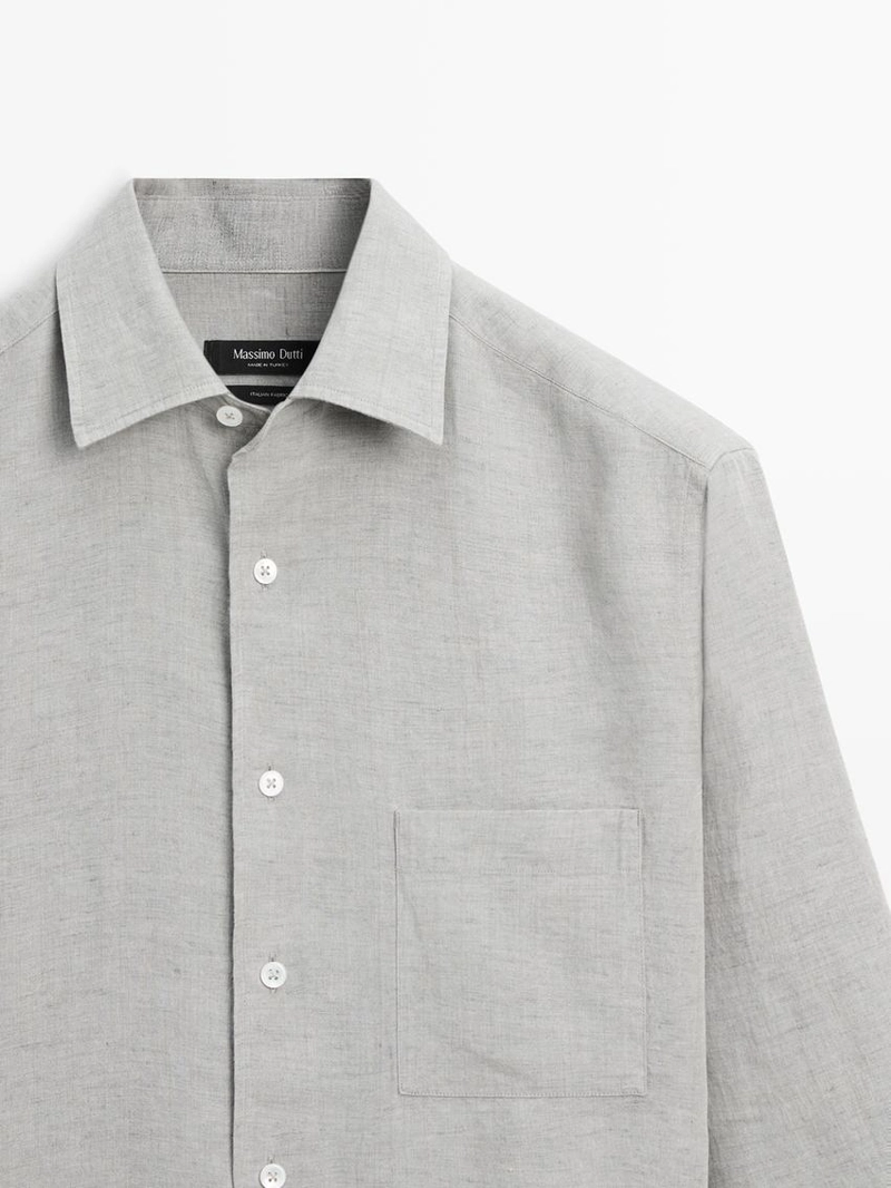 Рубашка из 100% льна с карманом