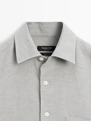 Рубашка из 100% льна с карманом- Заказать в России