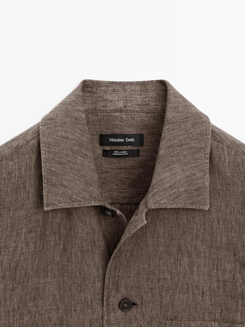 Рубашка-овершит из выцветшего льна с карманами