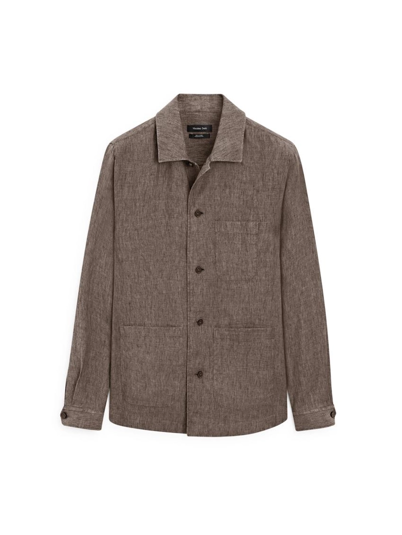 Рубашка-овершит из выцветшего льна с карманами