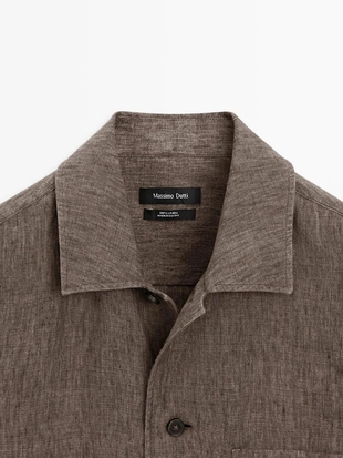 Рубашка-овершит из выцветшего льна с карманами- Заказать в России