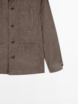 Рубашка-овершит из выцветшего льна с карманами- Заказать в России