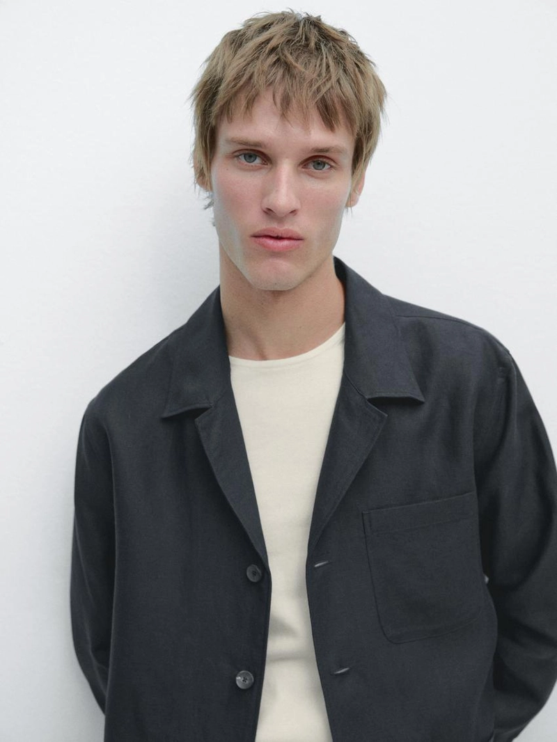 Льняная рубашка с карманными деталями