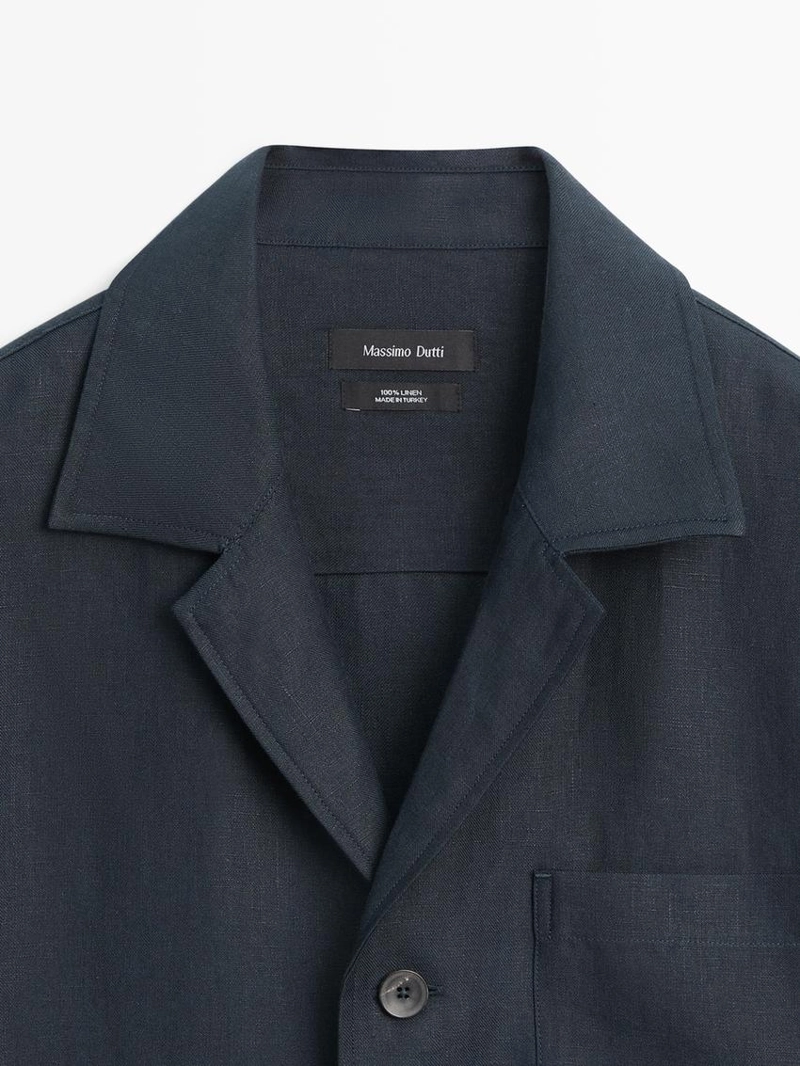 Льняная рубашка с карманными деталями