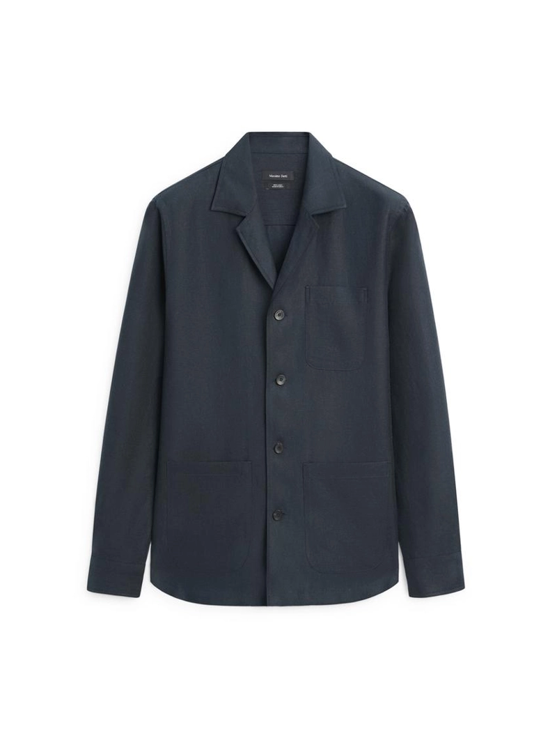 Льняная рубашка с карманными деталями