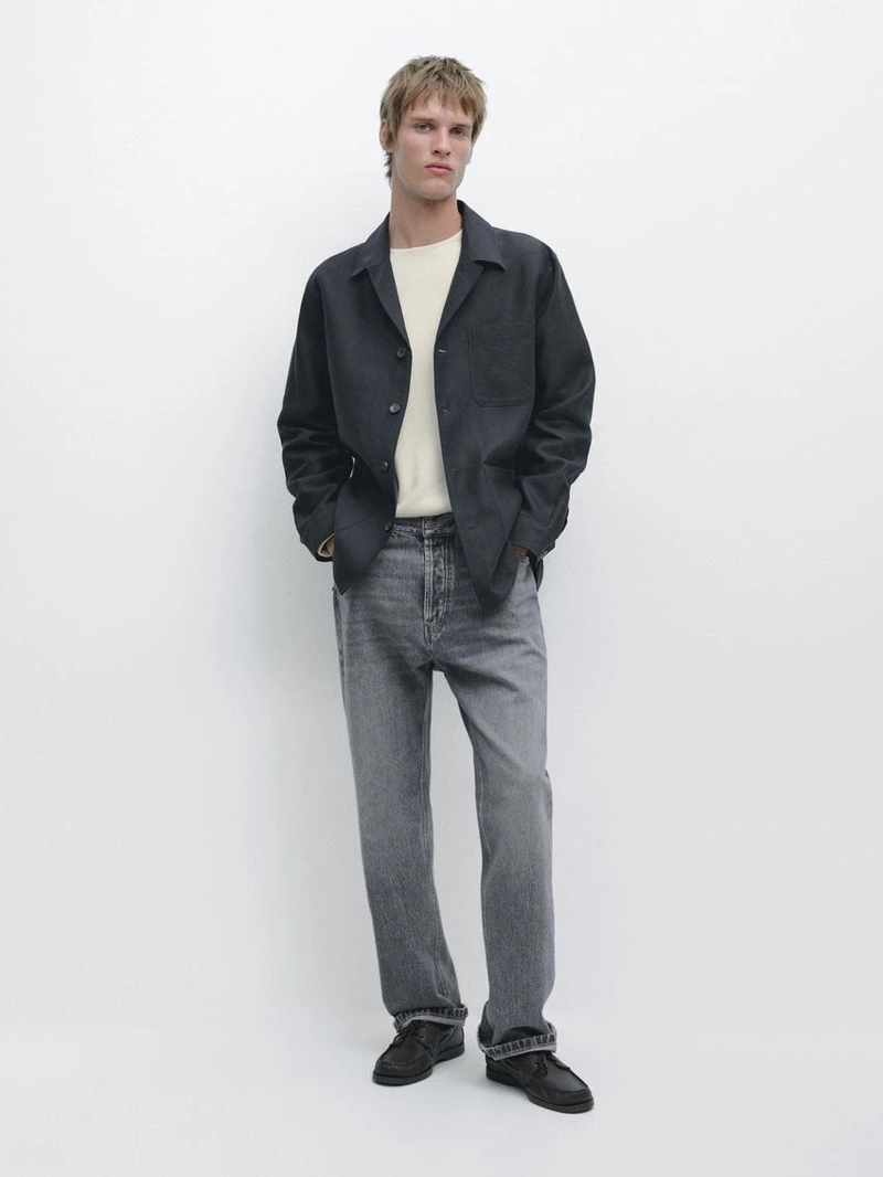 Льняная рубашка с карманными деталями