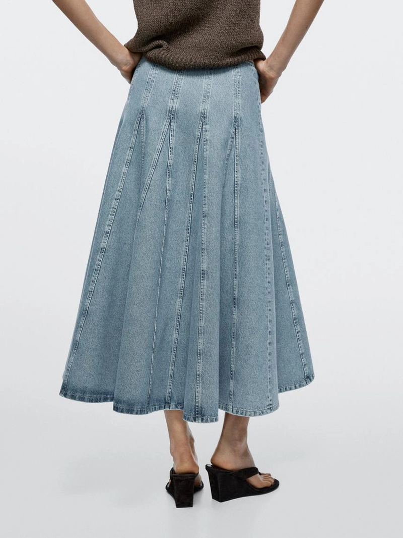 Джинсовая юбка миди godet