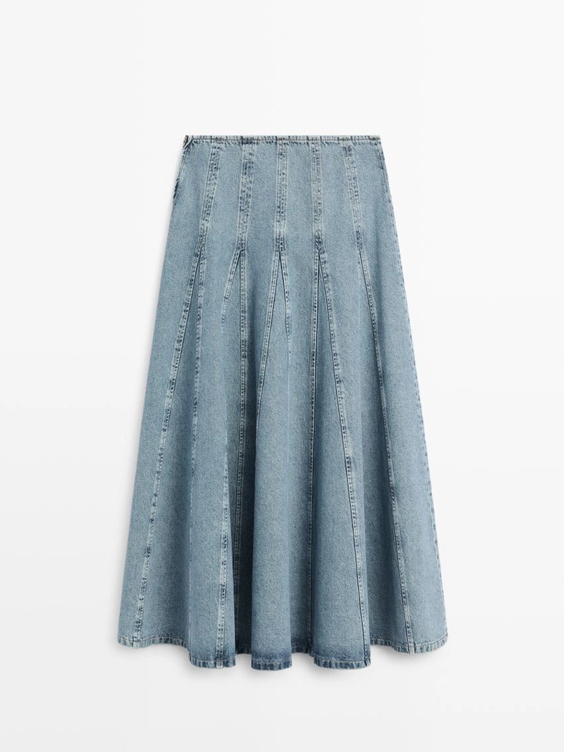 Джинсовая юбка миди godet