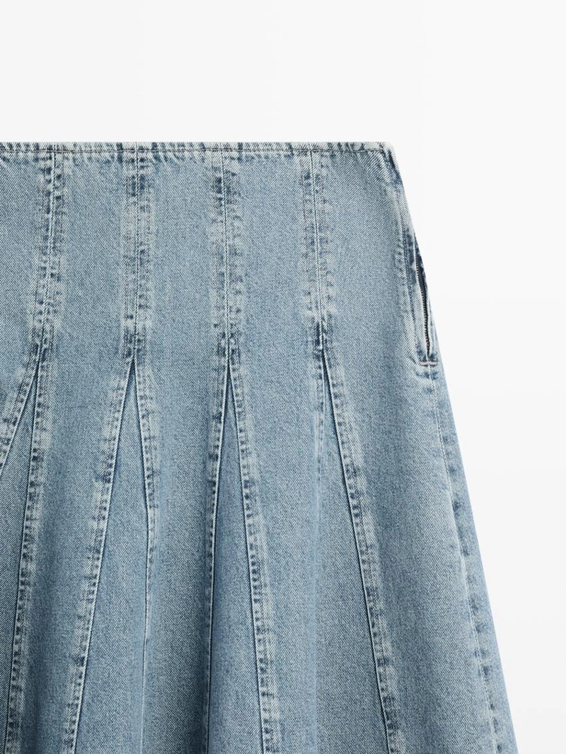 Джинсовая юбка миди godet