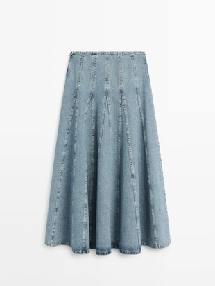 Джинсовая юбка миди godet- Заказать в России