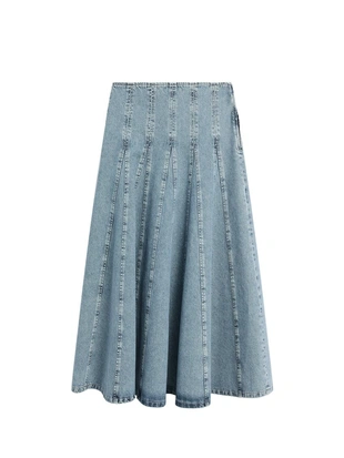 Джинсовая юбка миди godet- Заказать в России