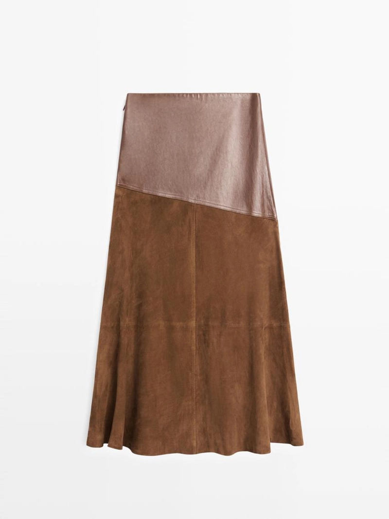Юбка из замши нубука с асимметричным клином