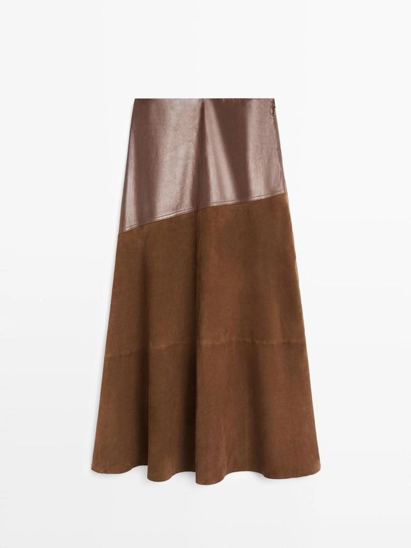 Юбка из замши нубука с асимметричным клином