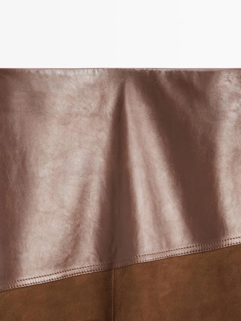 Юбка из замши нубука с асимметричным клином