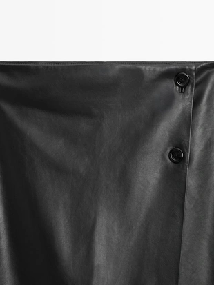 Юбка-миди из натуральной кожи с швами- Заказать в России