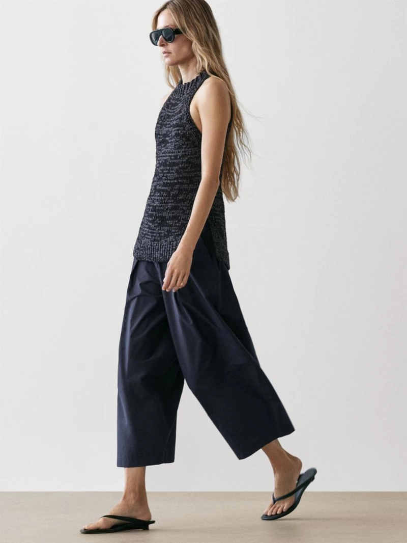 Топ халтер из вязаной ткани с эффектом меланж