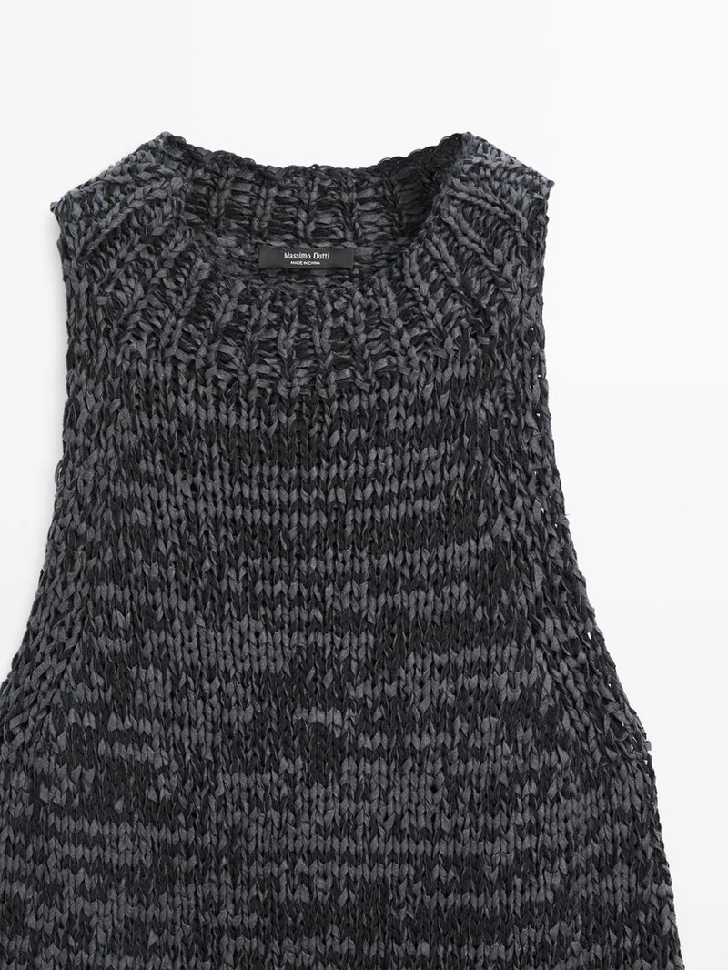 Топ халтер из вязаной ткани с эффектом меланж