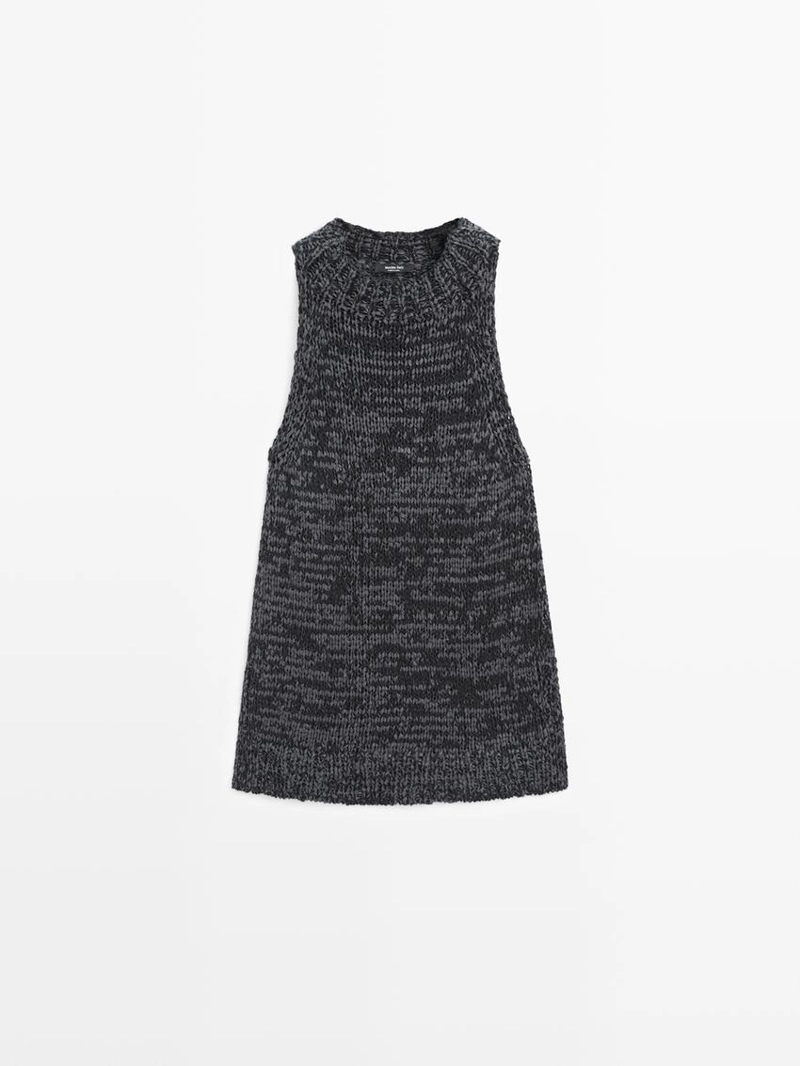 Топ халтер из вязаной ткани с эффектом меланж