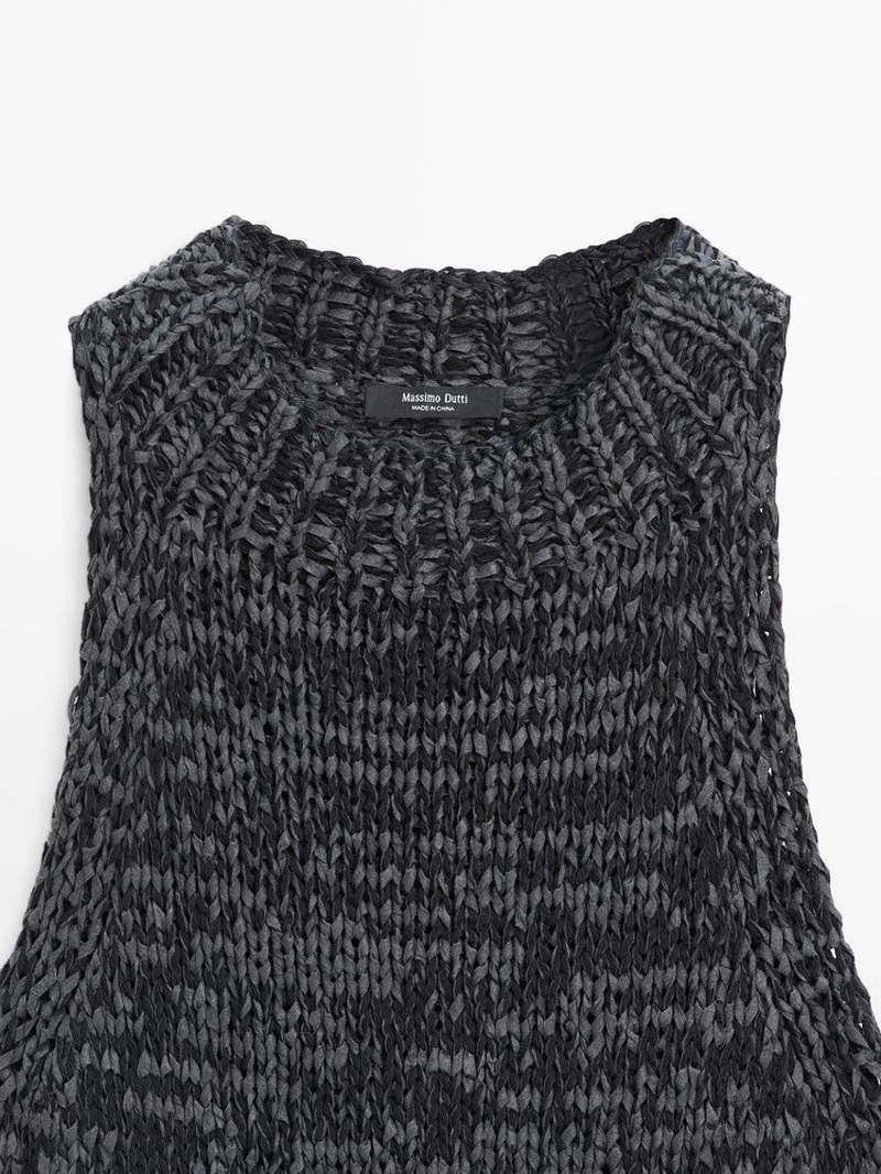 Топ халтер из вязаной ткани с эффектом меланж