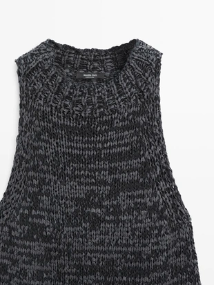 Топ халтер из вязаной ткани с эффектом меланж- Заказать в России