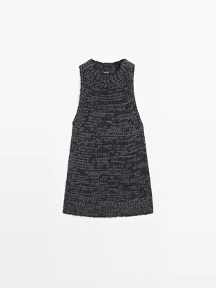 Топ халтер из вязаной ткани с эффектом меланж- Заказать в России